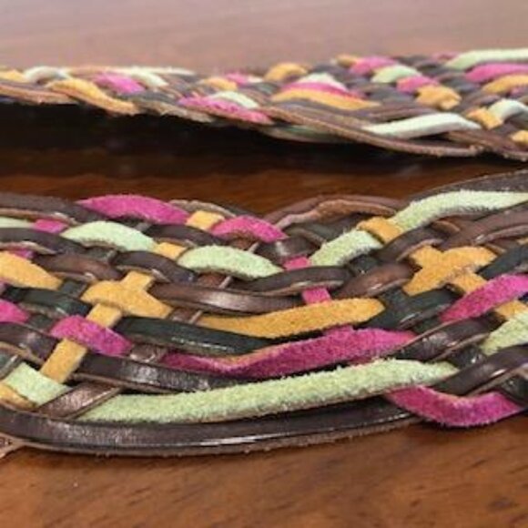 Fossil Woven Multicolor Leather Buckle Belt Size M. - Picture 15 of 16